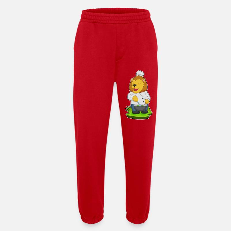 Chapeau de chef Lion - Pantalon de jogging bio épais fabriqué en UE - rouge