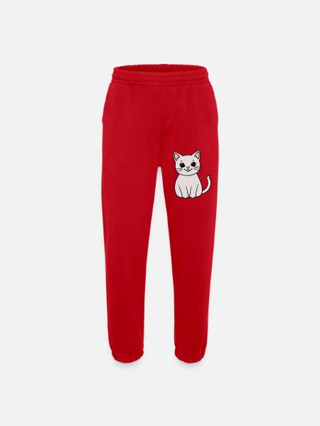 gray kitten - Heavyweight Jogging Pants - made by SPREAD  - red