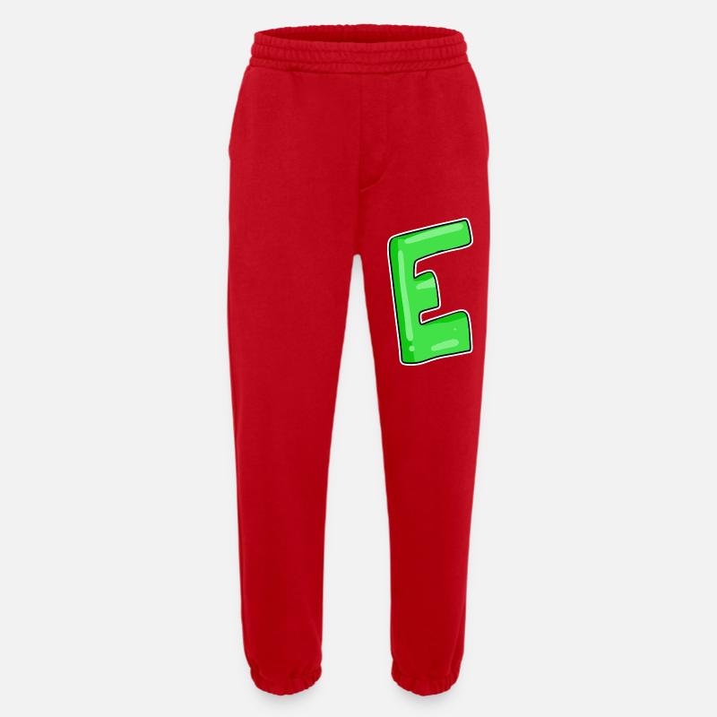 Letter E Initial point - Heavyweight Jogging Pants - made by SPREAD  - red
