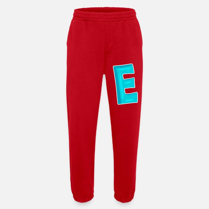 Letter E Initial Letter Characters - Heavyweight Jogging Pants - made by SPREAD  - red