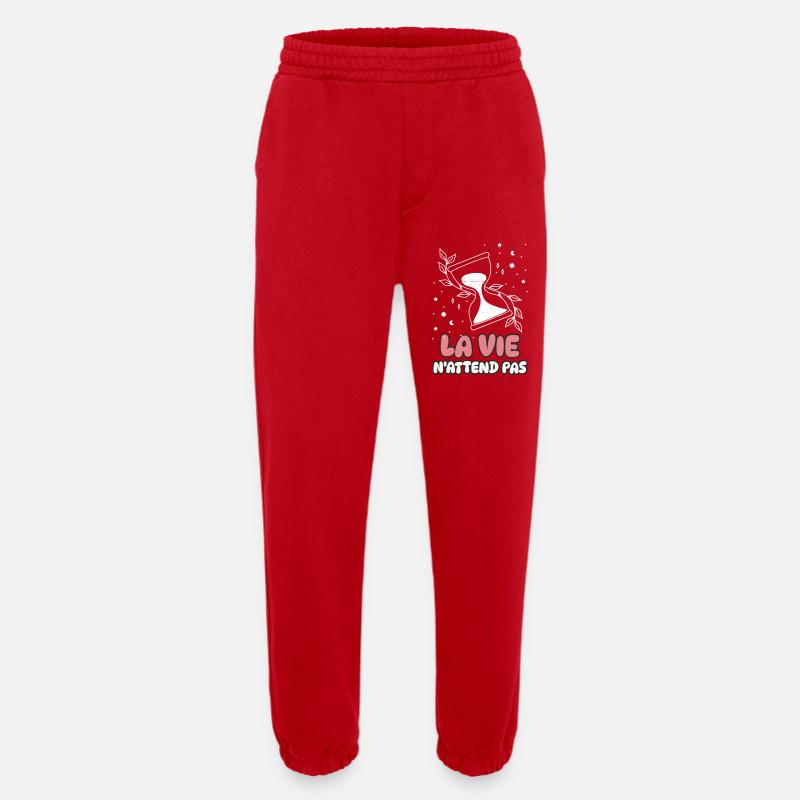 Life Doesn't Wait - Heavyweight Jogging Pants - made by SPREAD - red