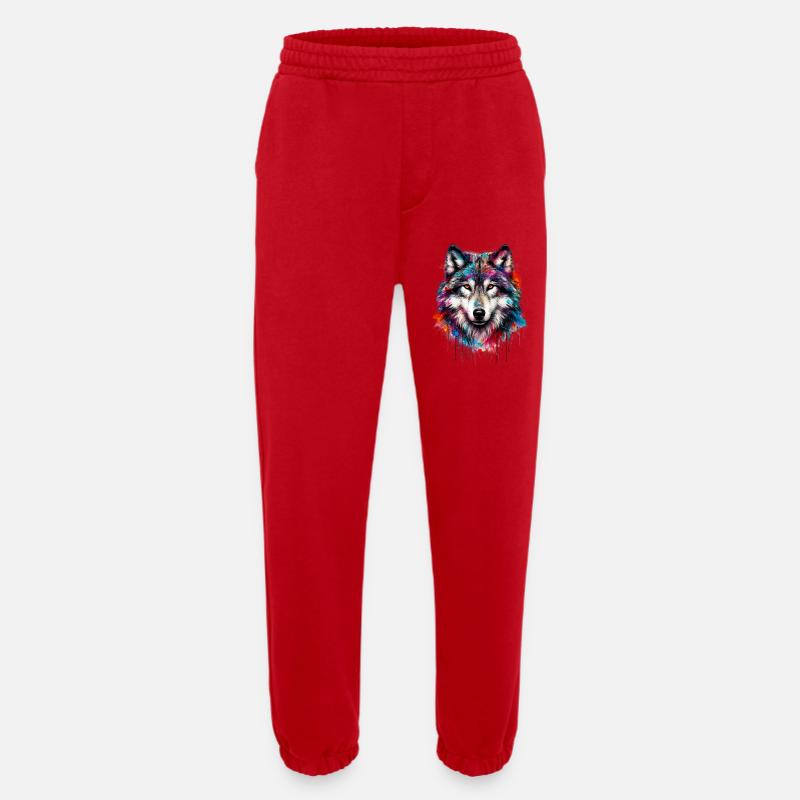 Wolf - Heavyweight Jogging Pants - made by SPREAD - red