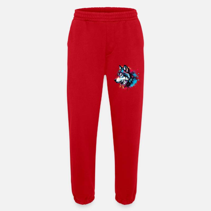 Wolf - Heavyweight Jogging Pants - made by SPREAD - red