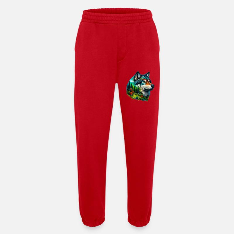 Wolf - Heavyweight Jogging Pants - made by SPREAD - red