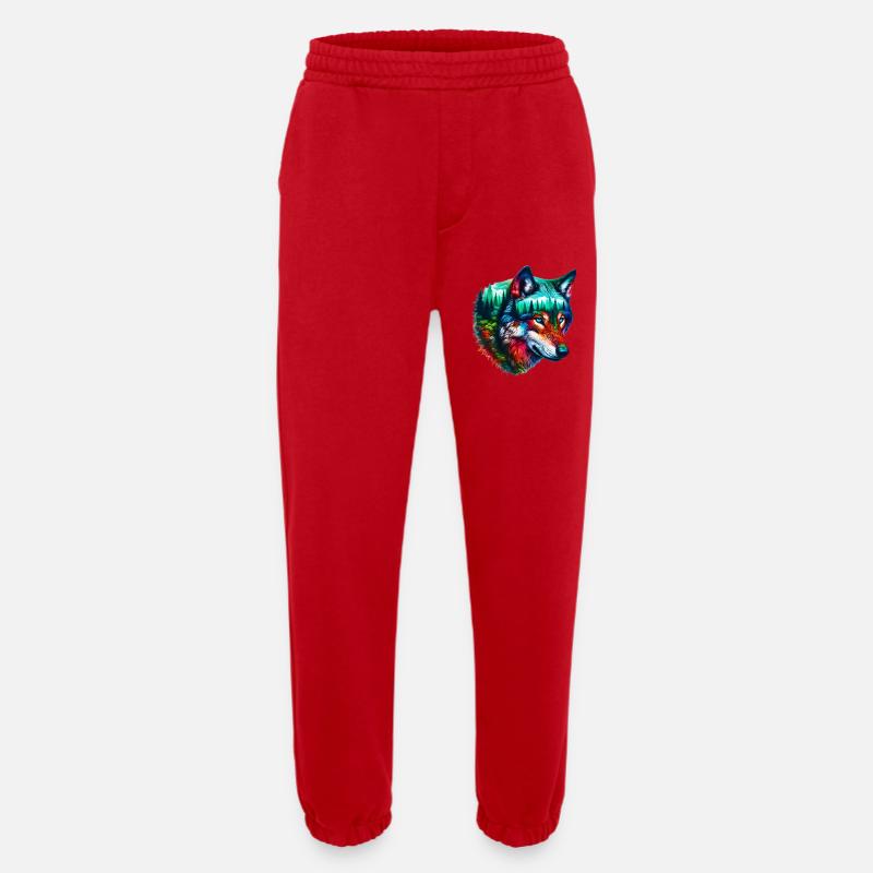 Wolf - Heavyweight Jogging Pants - made by SPREAD  - red