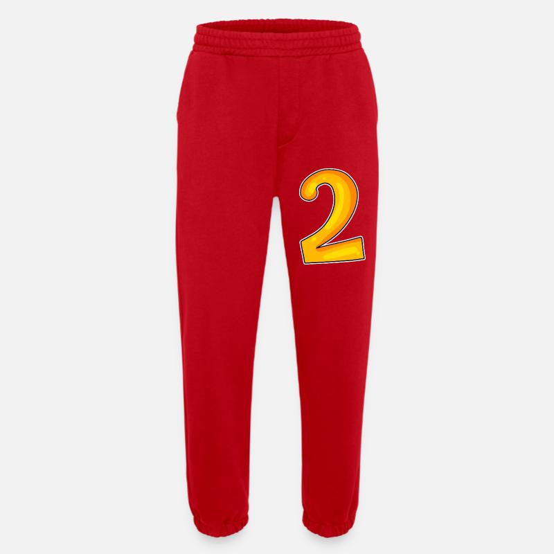 Two - 2 - Number Number - Heavyweight Jogging Pants - made by SPREAD  - red