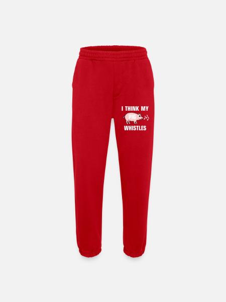 I think my pig whistles - Heavyweight Jogging Pants - made by SPREAD  - red