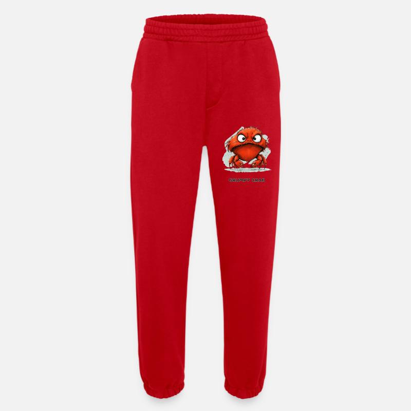 Grumpy Crab - Mürrische Cartoon Krabbe Design - Heavyweight Jogginghose - made by SPREAD  - Rot
