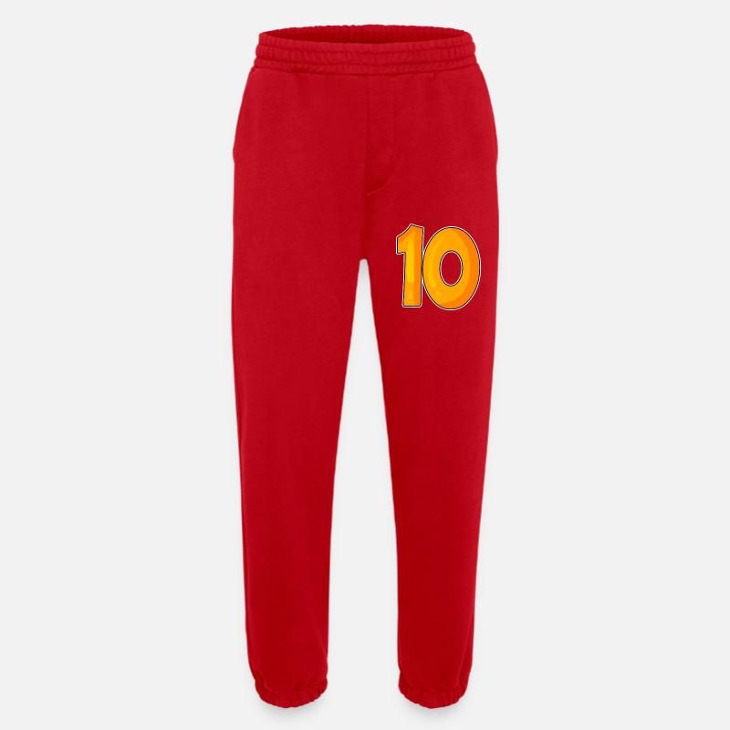 Ten 10 Number Number - Heavyweight Jogging Pants - made by SPREAD - red