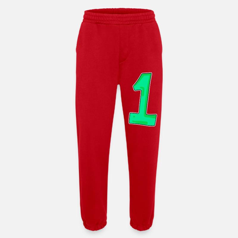 1 vert - Pantalon de jogging bio épais fabriqué en UE - rouge