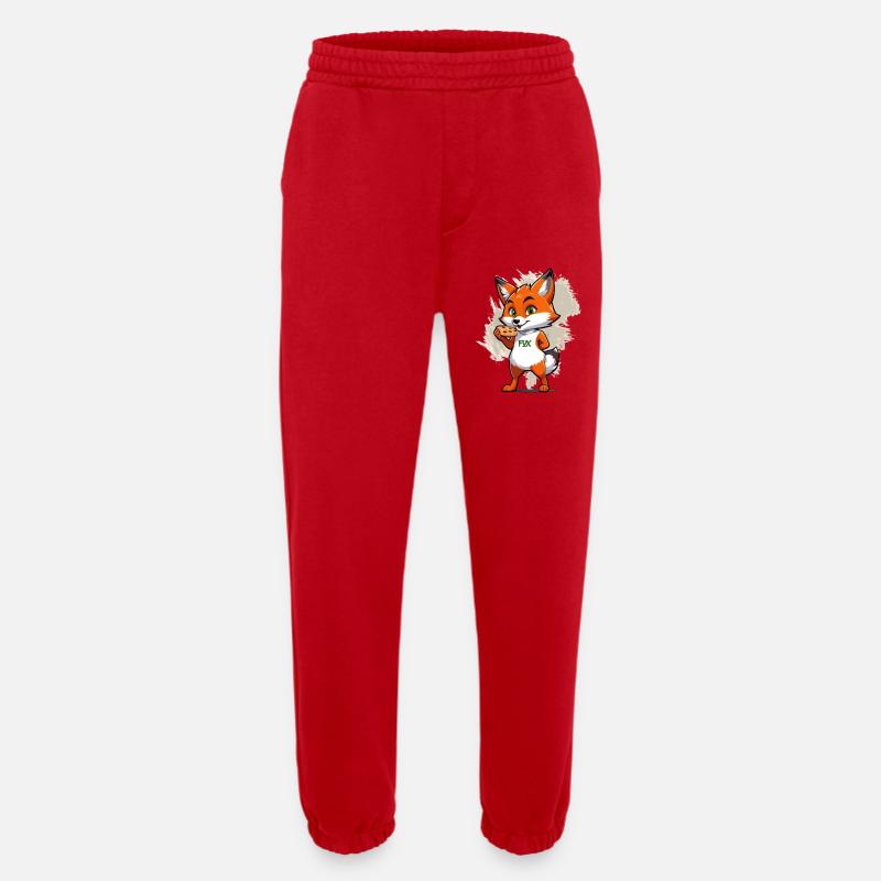 Fox with biscuits - Heavyweight Jogging Pants - made by SPREAD  - red