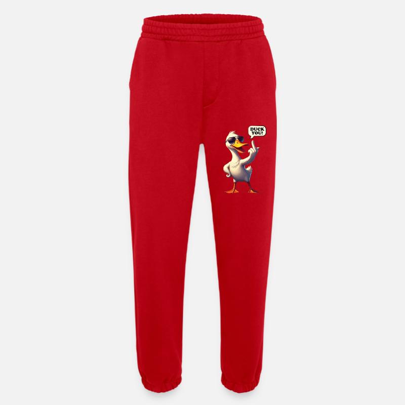 Funny Comic "DuckYou" Duck - Heavyweight Jogging Pants - made by SPREAD  - red