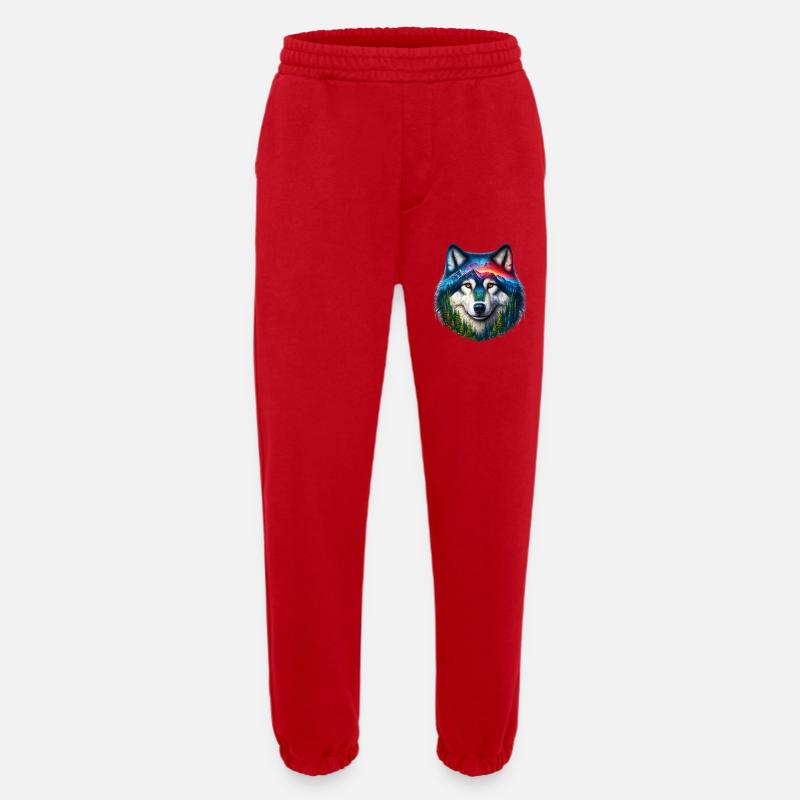 Wolf - Heavyweight Jogging Pants - made by SPREAD - red