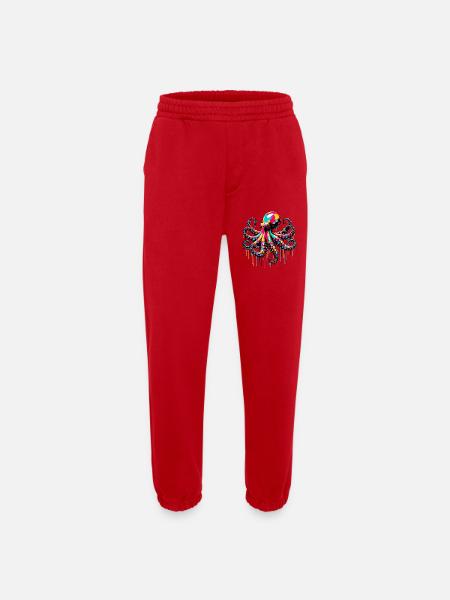 Octopus - Heavyweight Jogging Pants - made by SPREAD - red