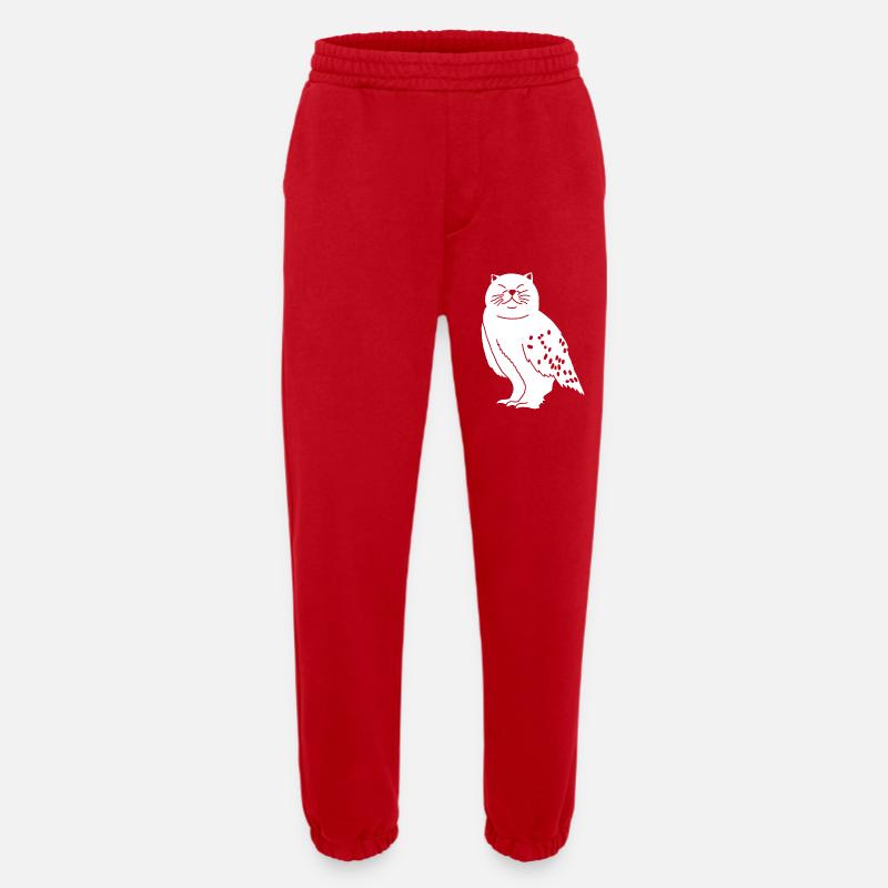 Eule Katze - Heavyweight Jogginghose - made by SPREAD  - Rot