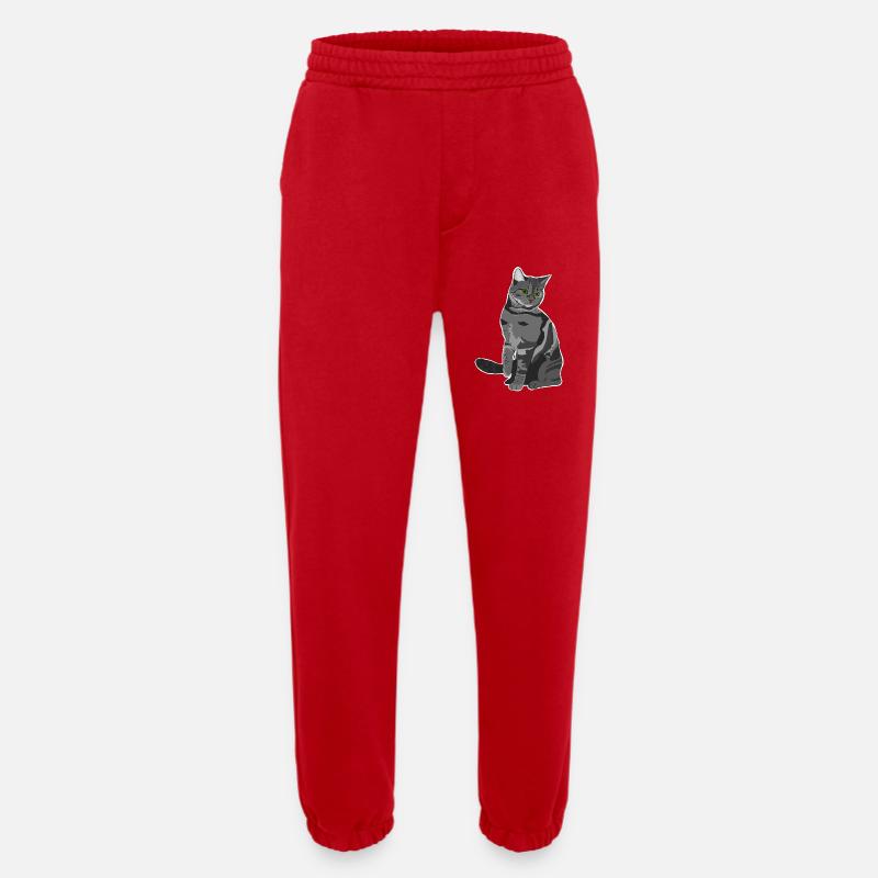 Graue Katze - Heavyweight Jogginghose - made by SPREAD  - Rot