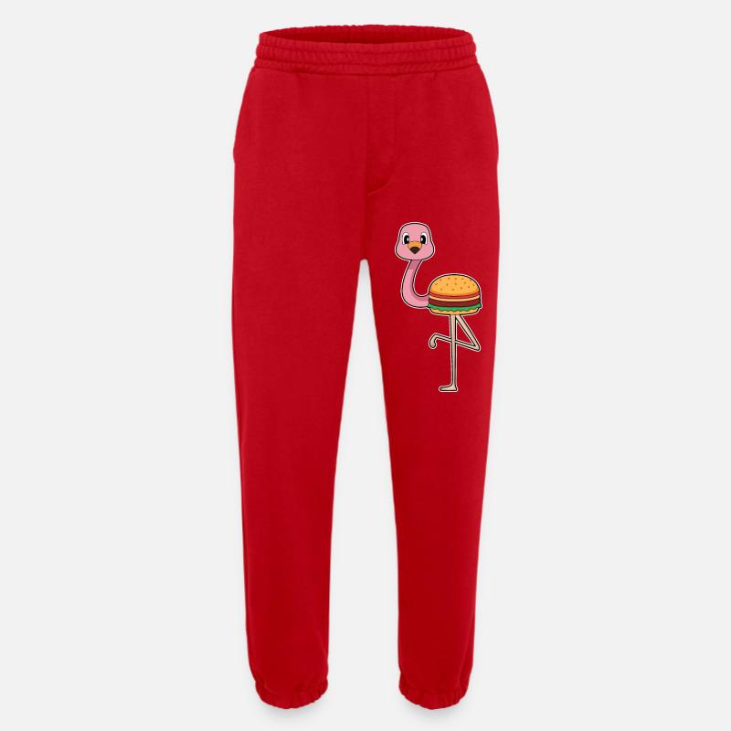 Flamingo Burger - Heavyweight Jogging Pants - made by SPREAD  - red