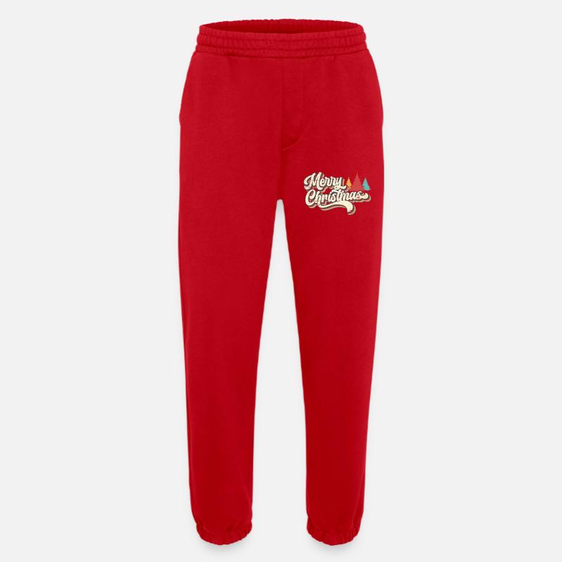 Retro Merry Christmas Rainbow Script - Heavyweight Jogging Pants - made by SPREAD  - red