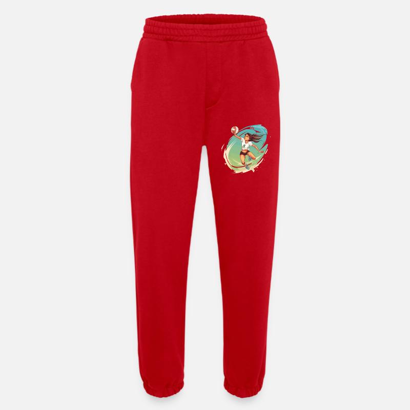 Volleyball Player Comic Style - Heavyweight Jogging Pants - made by SPREAD - red
