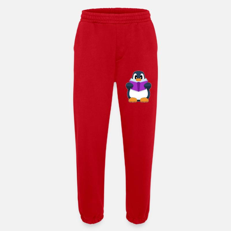 Pinguin Nerd Buch - Heavyweight Jogginghose - made by SPREAD  - Rot