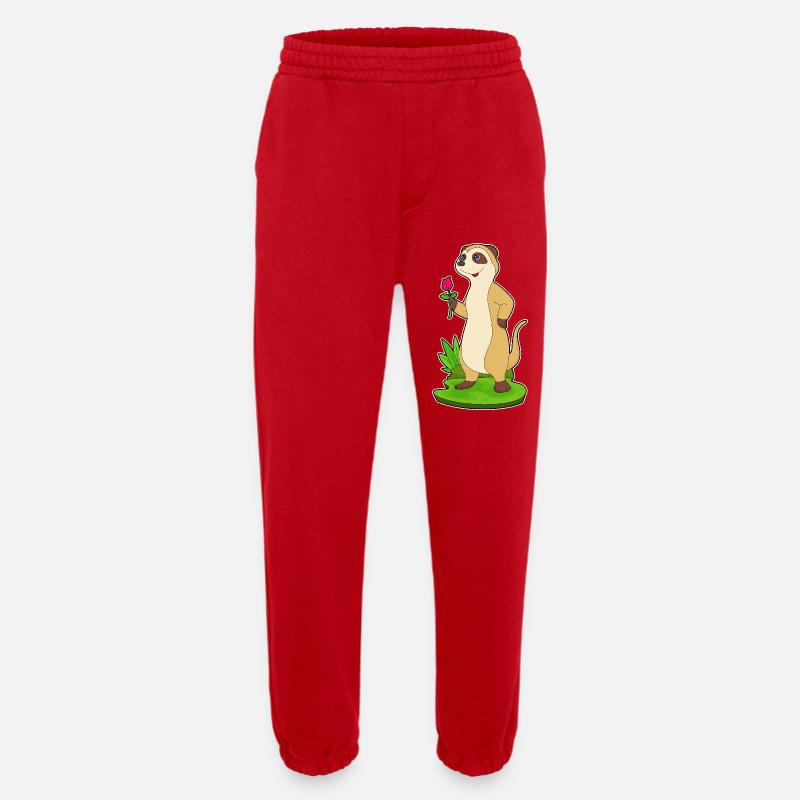 Suricate Rose Fleur - Pantalon de jogging bio épais fabriqué en UE - rouge