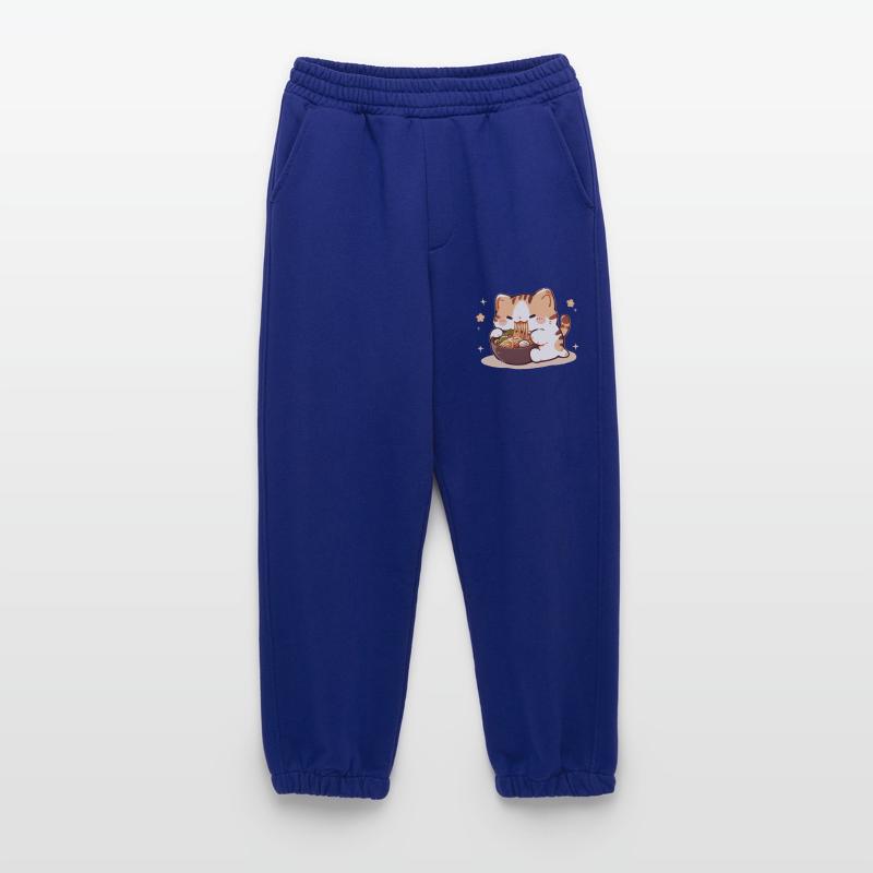 Mème de chat mangeant des spaghettis Pantalon de jogging bio épais fabriqué en UE