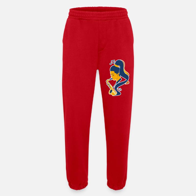 Saxophone Player Comic Look - Heavyweight Jogging Pants - made by SPREAD  - red