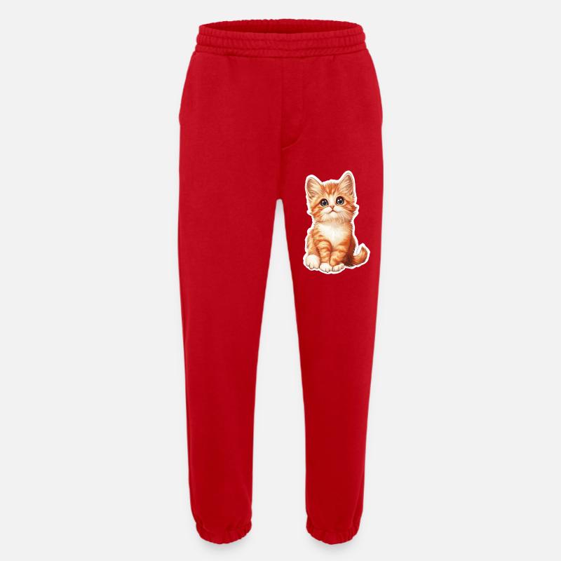 Cute Cat Kitten - Heavyweight Jogging Pants - made by SPREAD - red