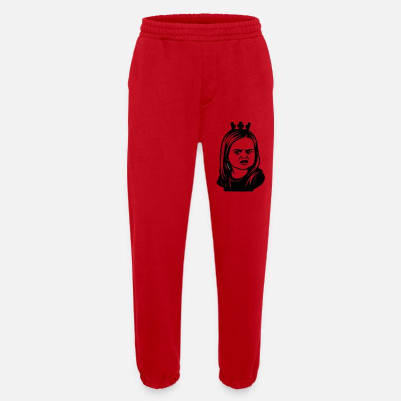 Skeptical meme girl with crown - Heavyweight Jogging Pants - made by SPREAD  - red