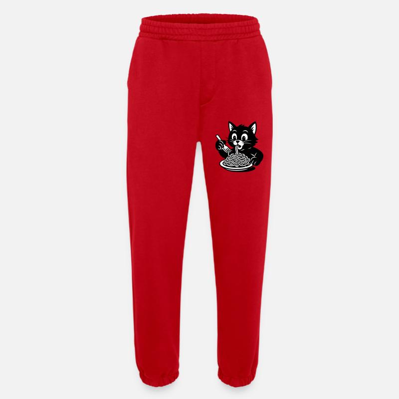 Cat Eats Spaghetti Meme - Heavyweight Jogging Pants - made by SPREAD  - red