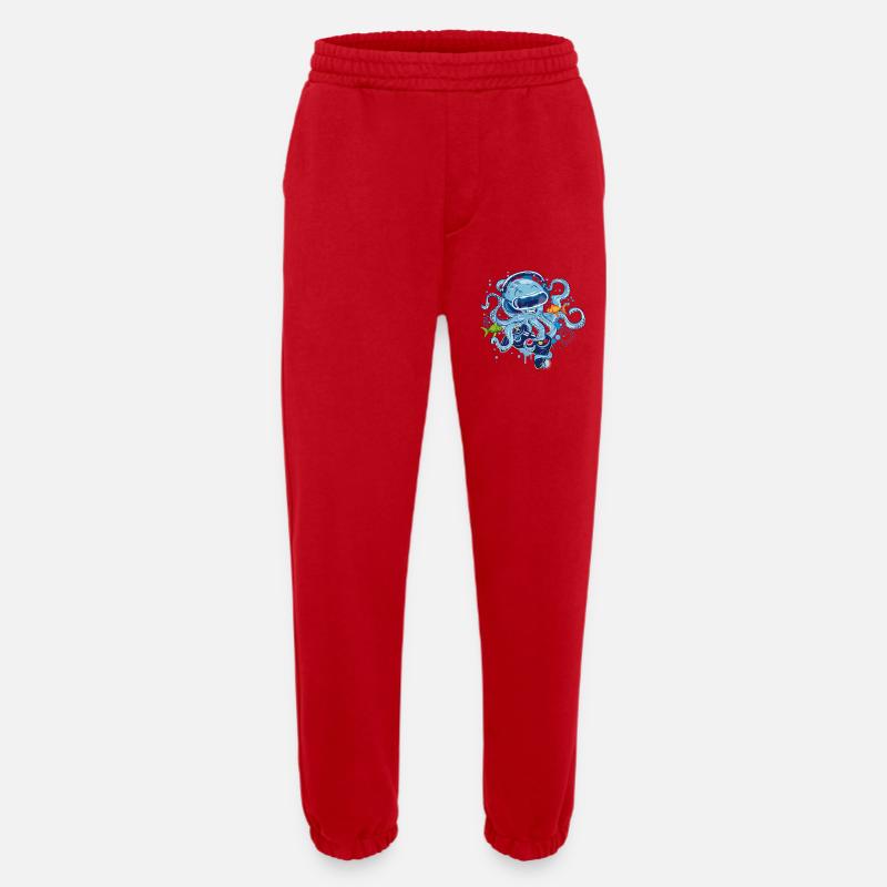 Gaming Octopus with Controller - Heavyweight Jogging Pants - made by SPREAD  - red