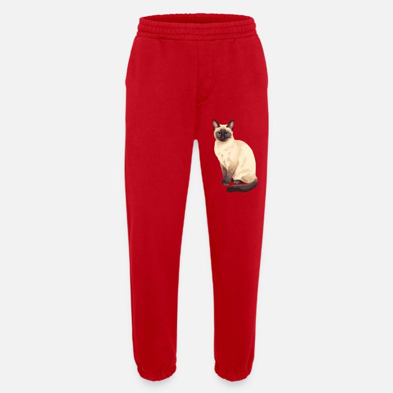 Siamese Cat Sitting Cat Lover - Heavyweight Jogging Pants - made by SPREAD - red