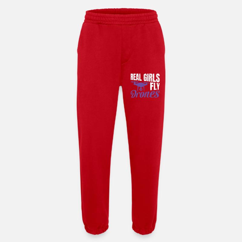 Real Girls fly Drones - Heavyweight Jogging Pants - made by SPREAD - red