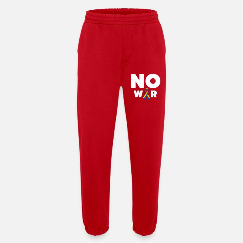 No War Text mit ukrainischer Solidaritätsschleife - Heavyweight Jogginghose - made by SPREAD  - Rot