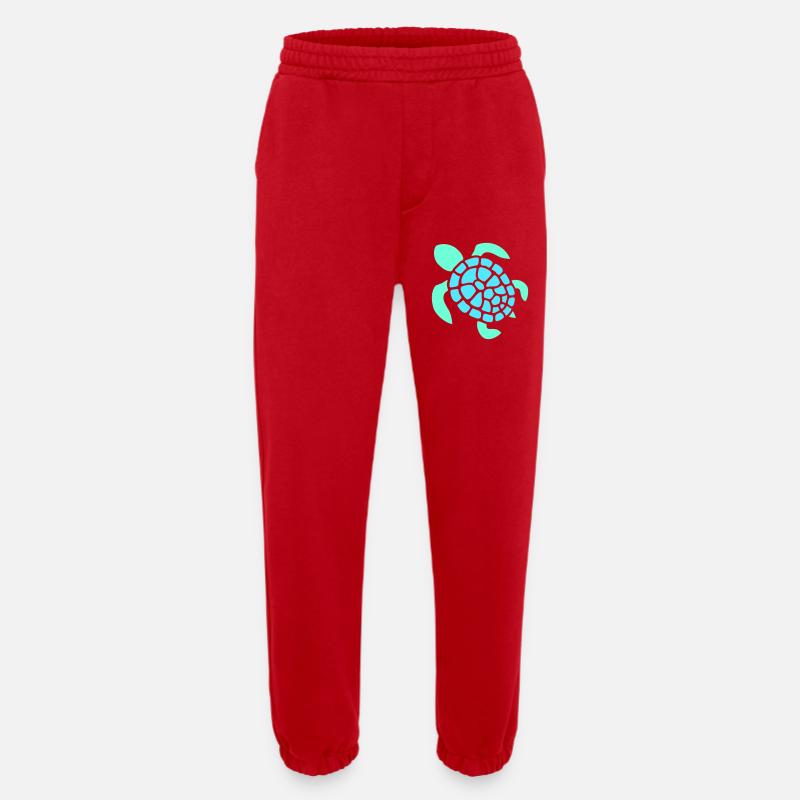 Turtle Logo Turtle Shell Pattern Icon - Heavyweight Jogging Pants - made by SPREAD  - red