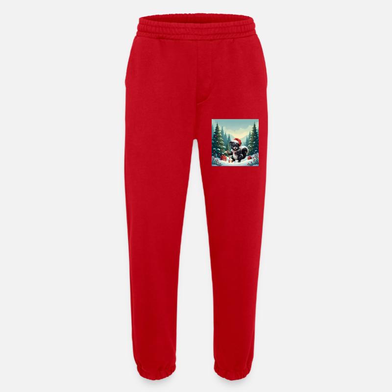Weihnachtsstinktier im verschneiten Wald - Heavyweight Jogginghose - made by SPREAD - Rot