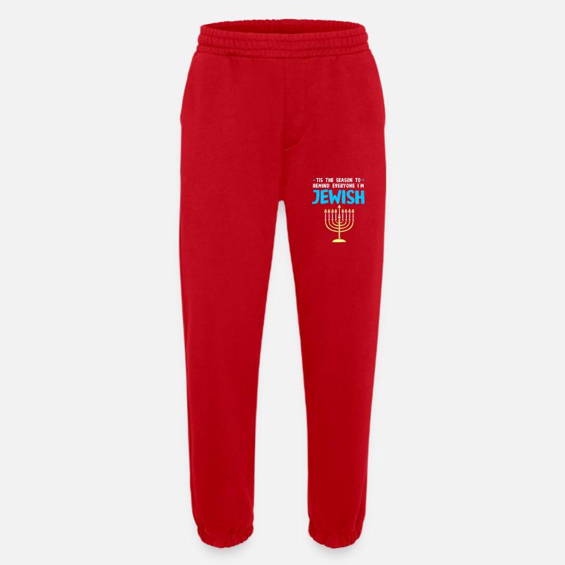 Hanoukka Hanoukka Hanoukka - Pantalon de jogging bio épais fabriqué en UE - rouge