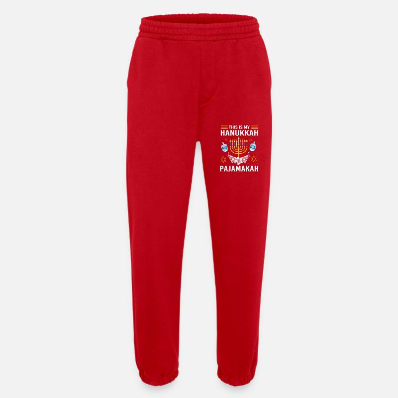 Hanoukka Hanoukka Hanoucca - Pantalon de jogging bio épais fabriqué en UE - rouge