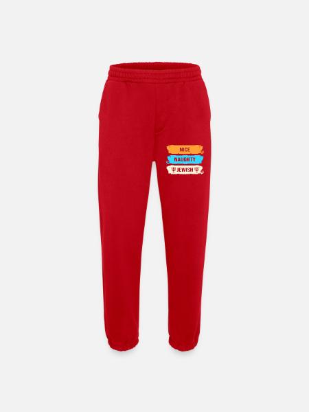 Hanoukka Hanoukka Hanoucca - Pantalon de jogging bio épais fabriqué en UE - rouge