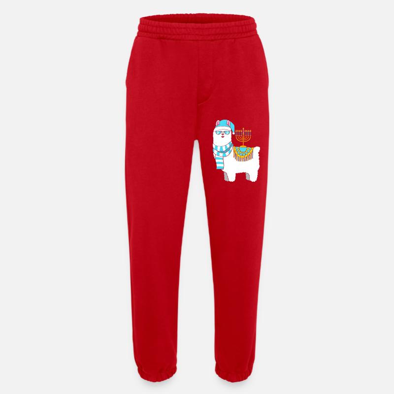 Hanoukka Hanoukka Hanoukka - Pantalon de jogging bio épais fabriqué en UE - rouge