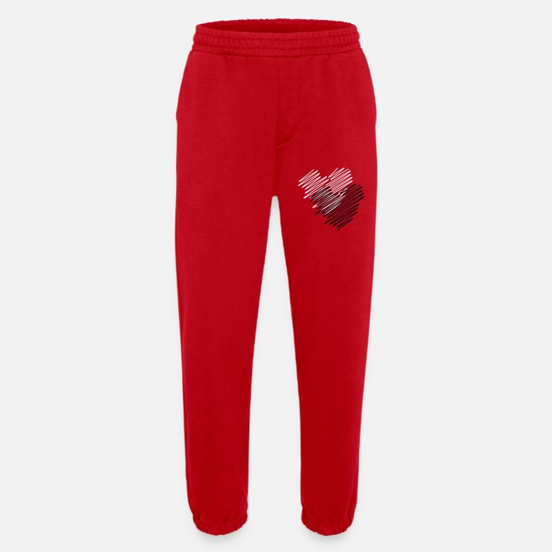 Two Hearts Scribble - Heavyweight Jogging Pants - made by SPREAD  - red