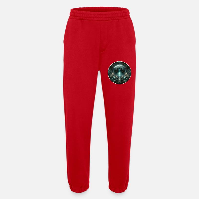 Circular Lunar Forest - Heavyweight Jogging Pants - made by SPREAD  - red