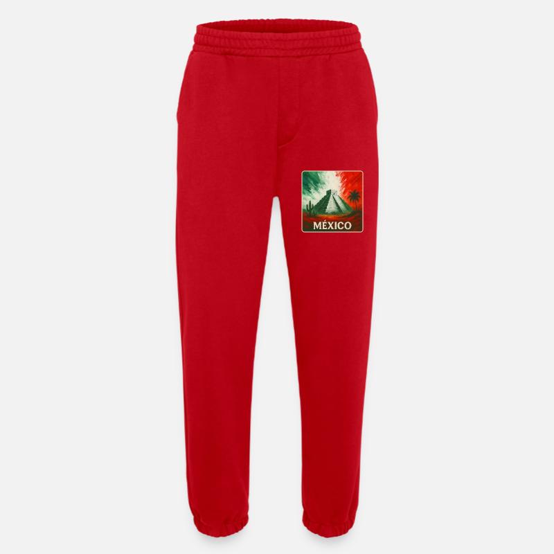 Mexiko Pyramiden Design - Heavyweight Jogginghose - made by SPREAD  - Rot