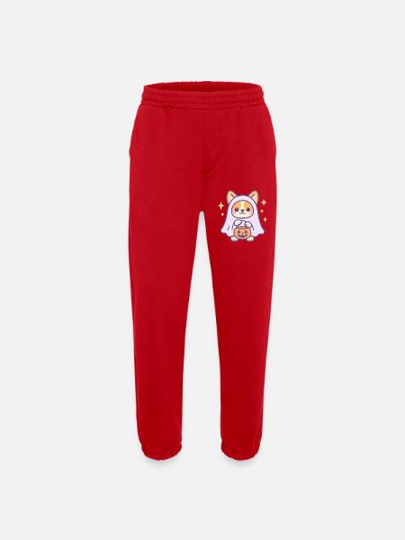 Pumpkin Ghost Corgi - Heavyweight Jogging Pants - made by SPREAD  - red