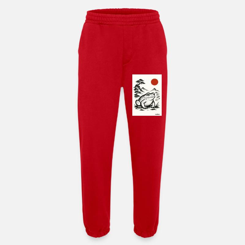 Frog Toad Under Japanese Sun - Heavyweight Jogging Pants - made by SPREAD  - red