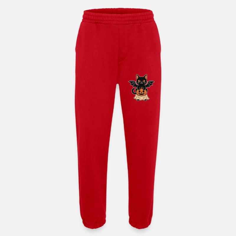 Halloween cat with pumpkin - Heavyweight Jogging Pants - made by SPREAD  - red