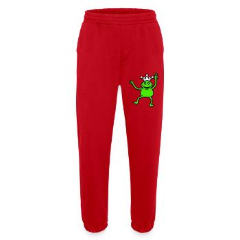 Couronne de grenouille Roi Conte de fées Prince Princesse Paix - Pantalon de jogging bio épais fabriqué en UE - rouge - Devant