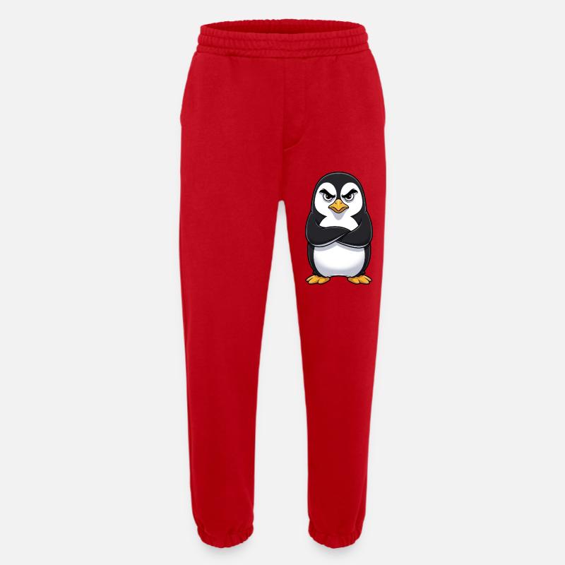 Grumpy Penguin Cartoon Sour Grumpy Annoyed - Heavyweight Jogging Pants - made by SPREAD  - red