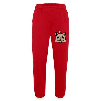 Chat, Sinistre, En Colère, Œil, Croisé, Pattes, Vilain - Pantalon de jogging bio épais fabriqué en UE - rouge - Devant