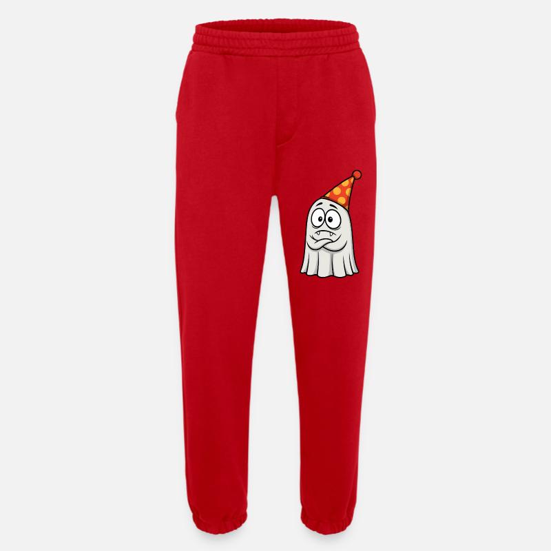 Grumpy Ghost with Party Hat - Heavyweight Jogging Pants - made by SPREAD  - red